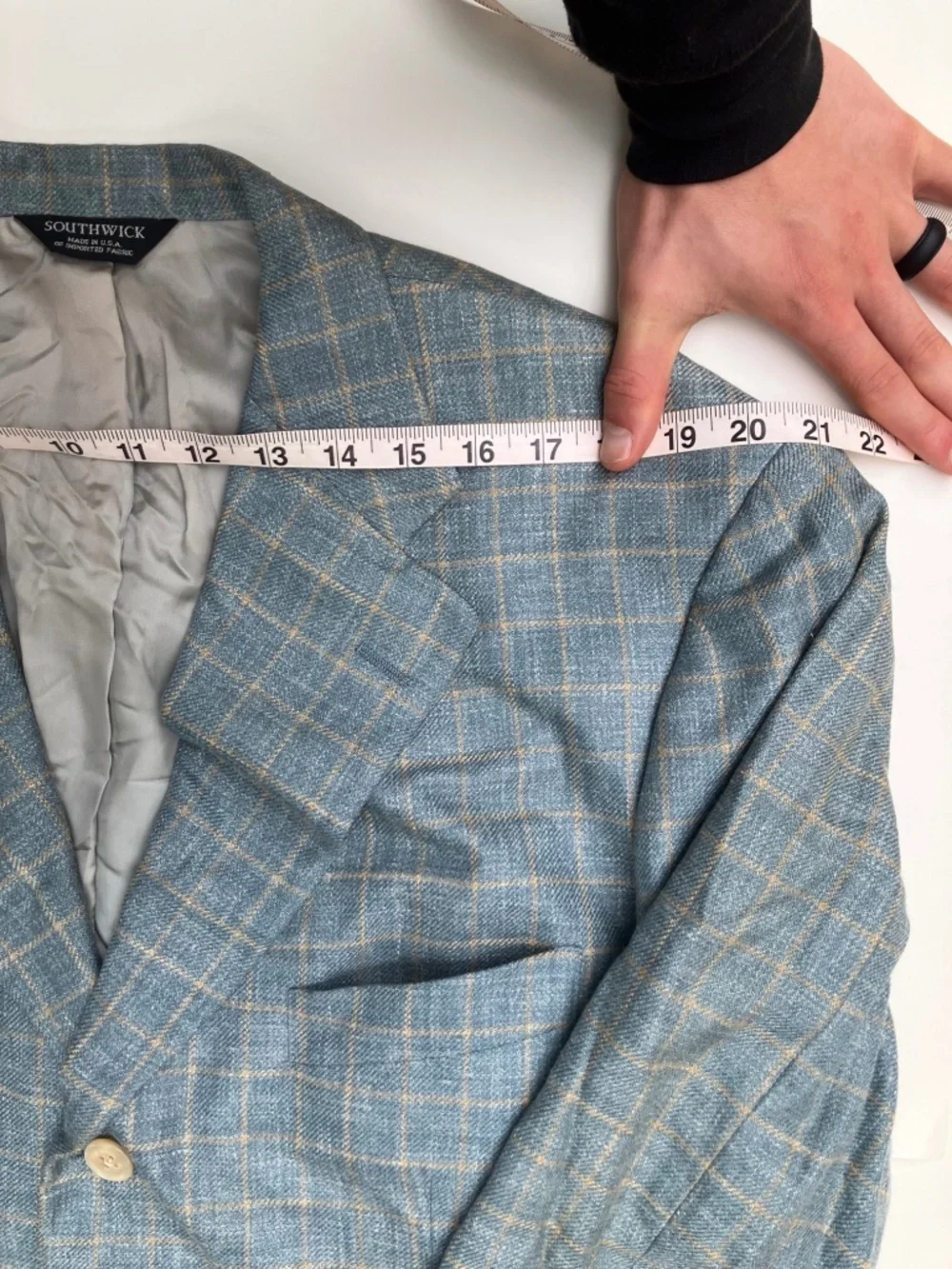 Southwick for Barneys New York Blazer 43 Tall Blue Windowpane 3 Button USA